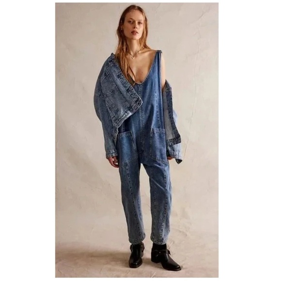 Free People - We The Free Blue Denim Women's Jumpsuit Size S - Picture 2 of 13